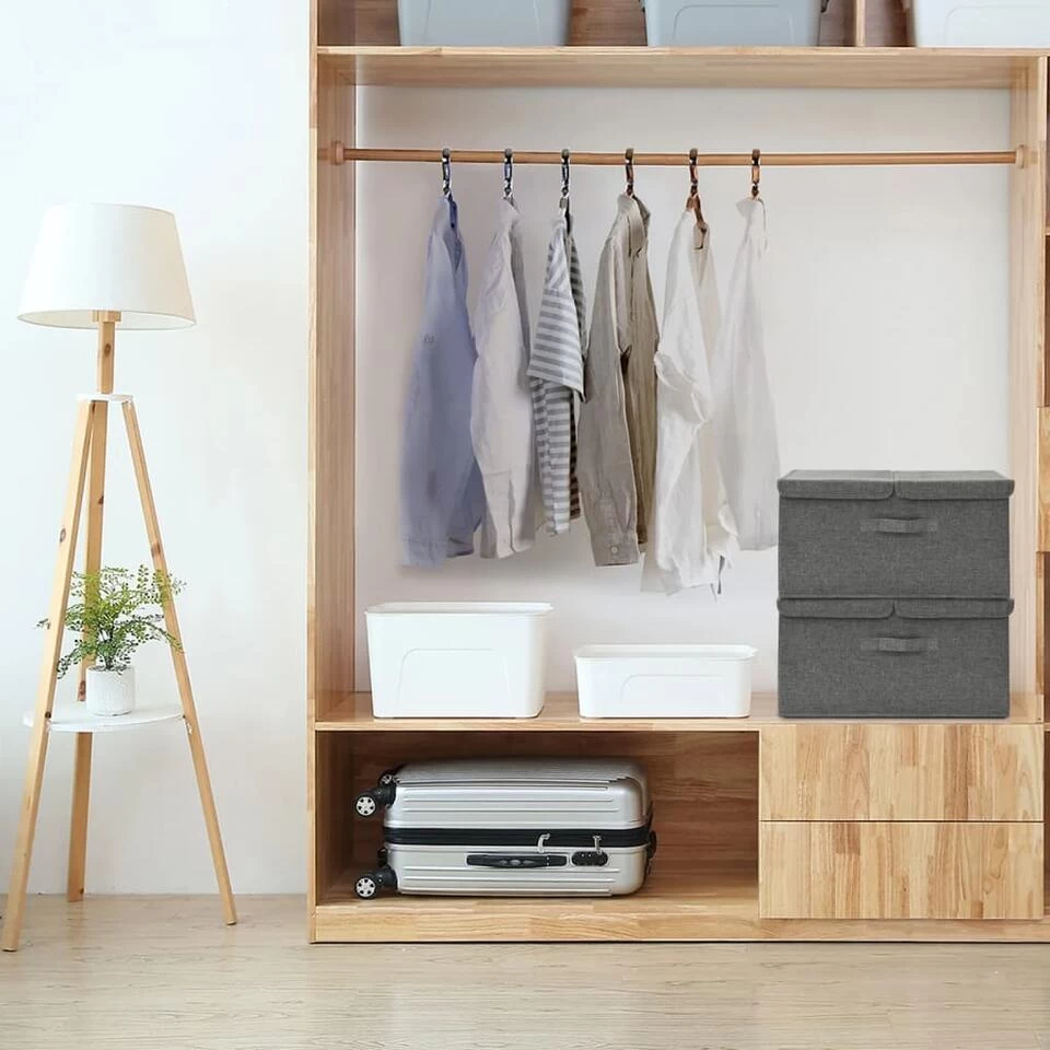 VidaXL Opbergboxen 2 St 50x30x25 Cm Stof Antracietkleurig 2 VidaXL Opbergboxen 2 St 50x30x25 Cm Stof Antracietkleurig - Afbeelding 2