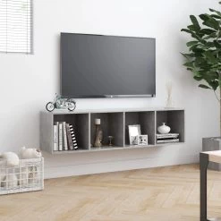 VidaXL Boekenkast/tv-meubel 143x30x36 Cm Betongrijs -Vidaxl 85979eb28bdb4aa29a4f20cad60123f8
