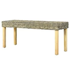 VidaXL Bankje 110 Cm Natuurlijk Kubu Rattan En Massief Mangohout -Vidaxl 88b43365922d4f5bbfc6dc415c47e386