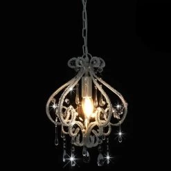 VidaXL Plafondlamp Met Kralen Rond E14 Wit -Vidaxl 8b896e7ffc234587b77763b85467e551