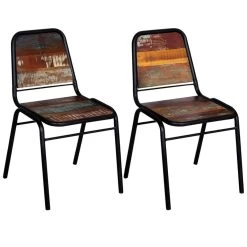 VidaXL Eetkamerstoelen 2 St Massief Gerecycled Hout -Vidaxl 8f1feca922194fb9aebc73b57f7037a0
