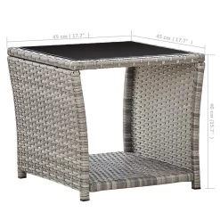 VidaXL Salontafel 45x45x40 Cm Poly Rattan En Glas Grijs -Vidaxl 96f668f387e340568f4194fcfccd9142
