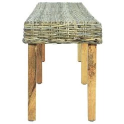 VidaXL Bankje 160 Cm Natuurlijk Kubu Rattan En Massief Mangohout -Vidaxl 970ad588735e4bb1857b2adc87041809