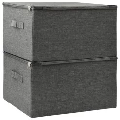 VidaXL Opbergboxen 2 St 43x34x23 Cm Stof Antracietkleurig -Vidaxl 97b943bdc35b41008d5a02498d7e1f31