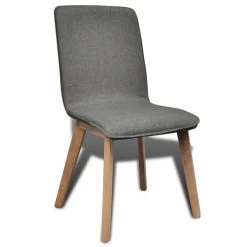 VidaXL Eetkamerstoelen 2 St Stof En Massief Eikenhout Lichtgrijs -Vidaxl 984d72a5980748dc91861f8a5f2a409f