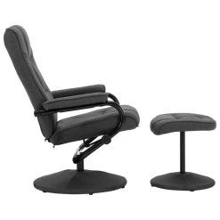 VidaXL Fauteuil Verstelbaar Met Voetenbankje Stof Donkergrijs -Vidaxl 98df20ae8c5141e4b8edf1a30d4cbed7