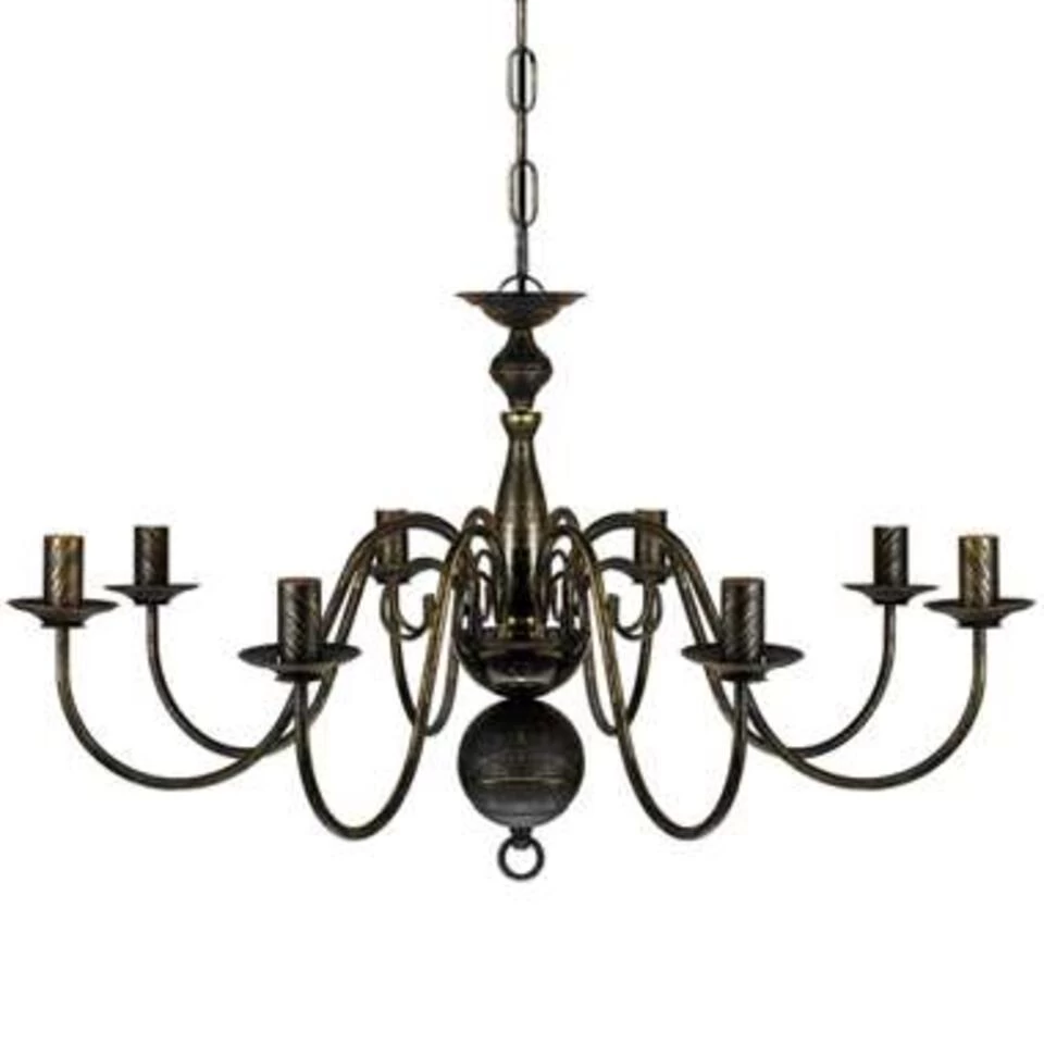 VidaXL Kroonluchter Zwart Metaal 8 X E14 Lampen 4 VidaXL Kroonluchter Zwart Metaal 8 X E14 Lampen - Afbeelding 4