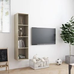 VidaXL Boekenkast/tv-meubel 143x30x36 Cm Sonoma Eikenkleurig -Vidaxl 9c07284a93de47c9835d9d98b9dc924f