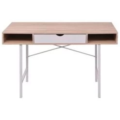 VidaXL Bureau Met 1 Lade Eiken En Wit -Vidaxl 9cd462d38d504b28846cf696c0ce2851