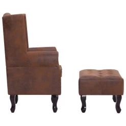 VidaXL Fauteuil En Voetenbank Chesterfield-stijl Kunstsuède Bruin -Vidaxl a2879054251d4744b17e532ce32deb87