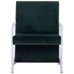 VidaXL Fauteuil Met Chromen Poten Fluweel Donkergroen -Vidaxl a663097a548f4f4aa6d8a07921c6a590