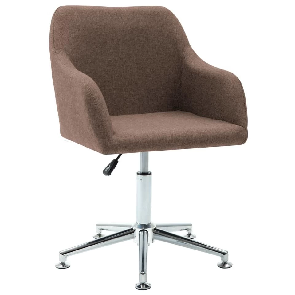 VidaXL Eetkamerstoelen Draaibaar 2 St Stof Bruin 4 VidaXL Eetkamerstoelen Draaibaar 2 St Stof Bruin - Afbeelding 4