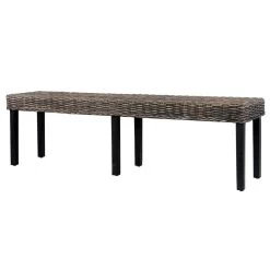 VidaXL Bankje 160 Cm Natuurlijk Kubu Rattan En Massief Mangohout Zwart -Vidaxl af98d8c573b74eea9056cde2c22e6a63