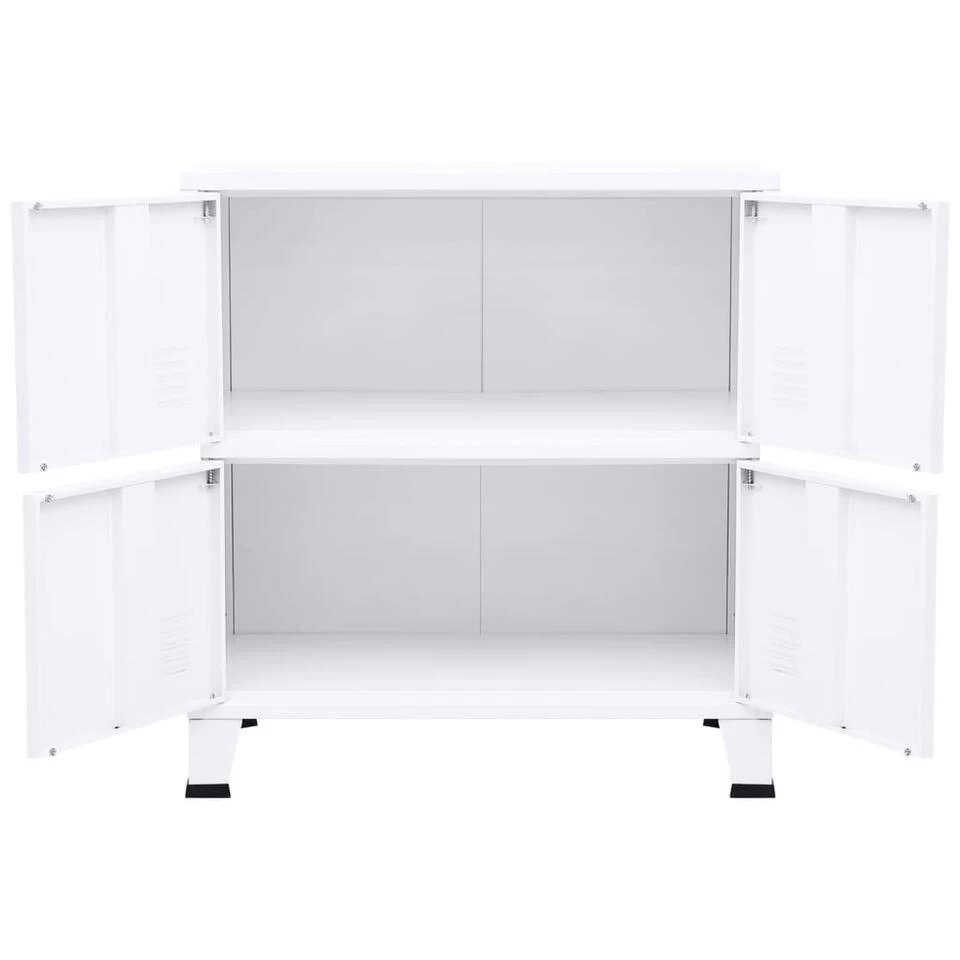 VidaXL Opbergkast Industrieel 75x40x80 Cm Staal Wit 3 VidaXL Opbergkast Industrieel 75x40x80 Cm Staal Wit - Afbeelding 3