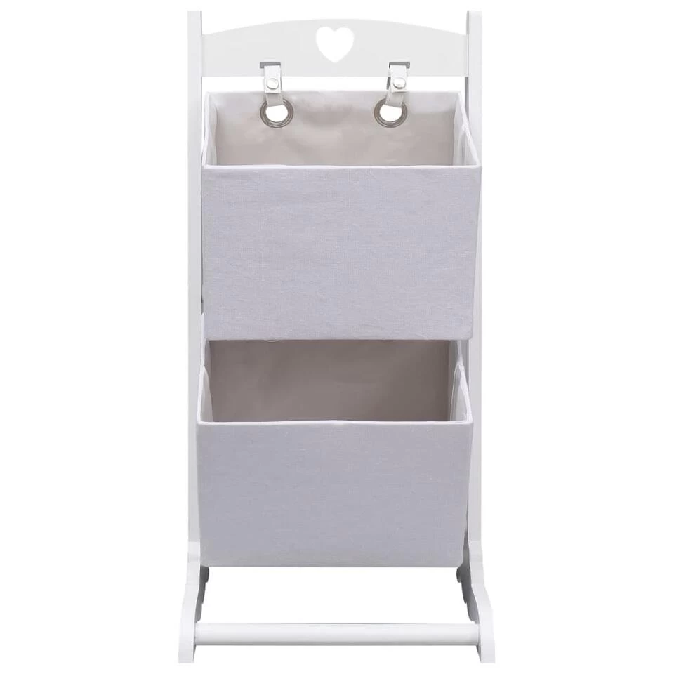 VidaXL Mandenrek 2-laags 35x35x72 Cm Hout Wit 2 VidaXL Mandenrek 2-laags 35x35x72 Cm Hout Wit - Afbeelding 2