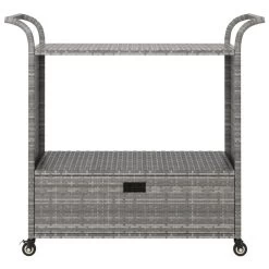 VidaXL Serveerwagen Met Lade 100x45x97 Cm Poly Rattan Grijs -Vidaxl ba7e97db8002482e9dae9b36df3b9a42