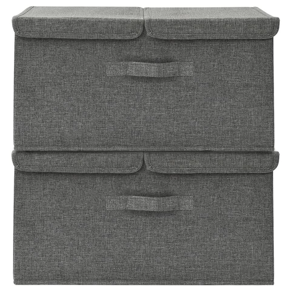 VidaXL Opbergboxen 2 St 50x30x25 Cm Stof Antracietkleurig 3 VidaXL Opbergboxen 2 St 50x30x25 Cm Stof Antracietkleurig - Afbeelding 3