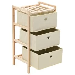 VidaXL Opbergmeubel Met 3 Stoffen Manden Cederhout Beige -Vidaxl c4ed22f79fae4a13809574d6e14f1a28