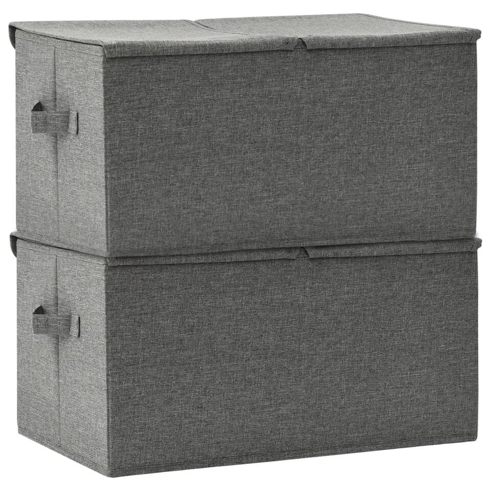 VidaXL Opbergboxen 2 St 50x30x25 Cm Stof Antracietkleurig 4 VidaXL Opbergboxen 2 St 50x30x25 Cm Stof Antracietkleurig - Afbeelding 4