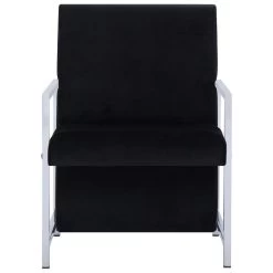 VidaXL Fauteuil Met Chromen Poten Fluweel Zwart -Vidaxl cad1001d6ba54cf3a13360753a3ae743