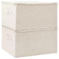 VidaXL Opbergboxen 2 St 43x34x23 Cm Stof Crèmekleurig -Vidaxl cc6e67160e84445281fe9aa4efd9d628