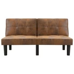 VidaXL Tweezitsbank Kunstsuède Bruin -Vidaxl d1884241ece14387866e0ed1e57195a6