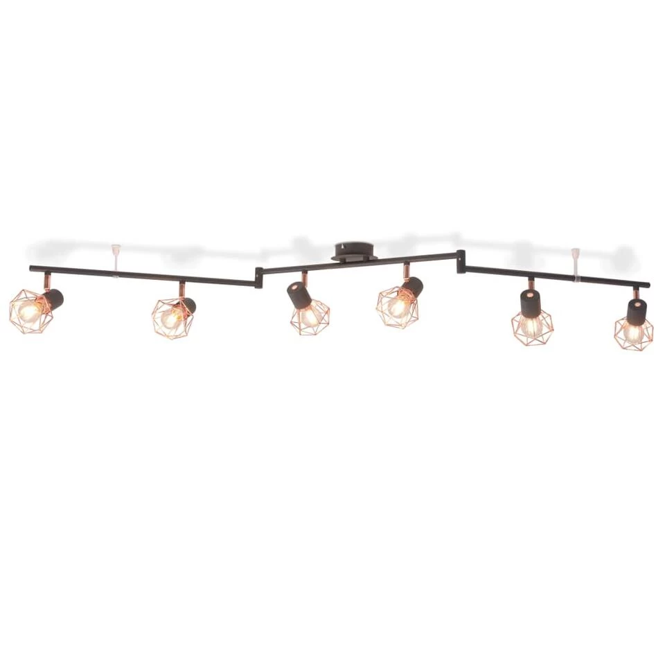 VidaXL Plafondlamp Met 6 Spotlights E14 Zwart En Koper 2 VidaXL Plafondlamp Met 6 Spotlights E14 Zwart En Koper - Afbeelding 2
