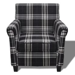 VidaXL Fauteuil Met Kussen Stof Zwart -Vidaxl d981b580af7446628a3254af9397106b