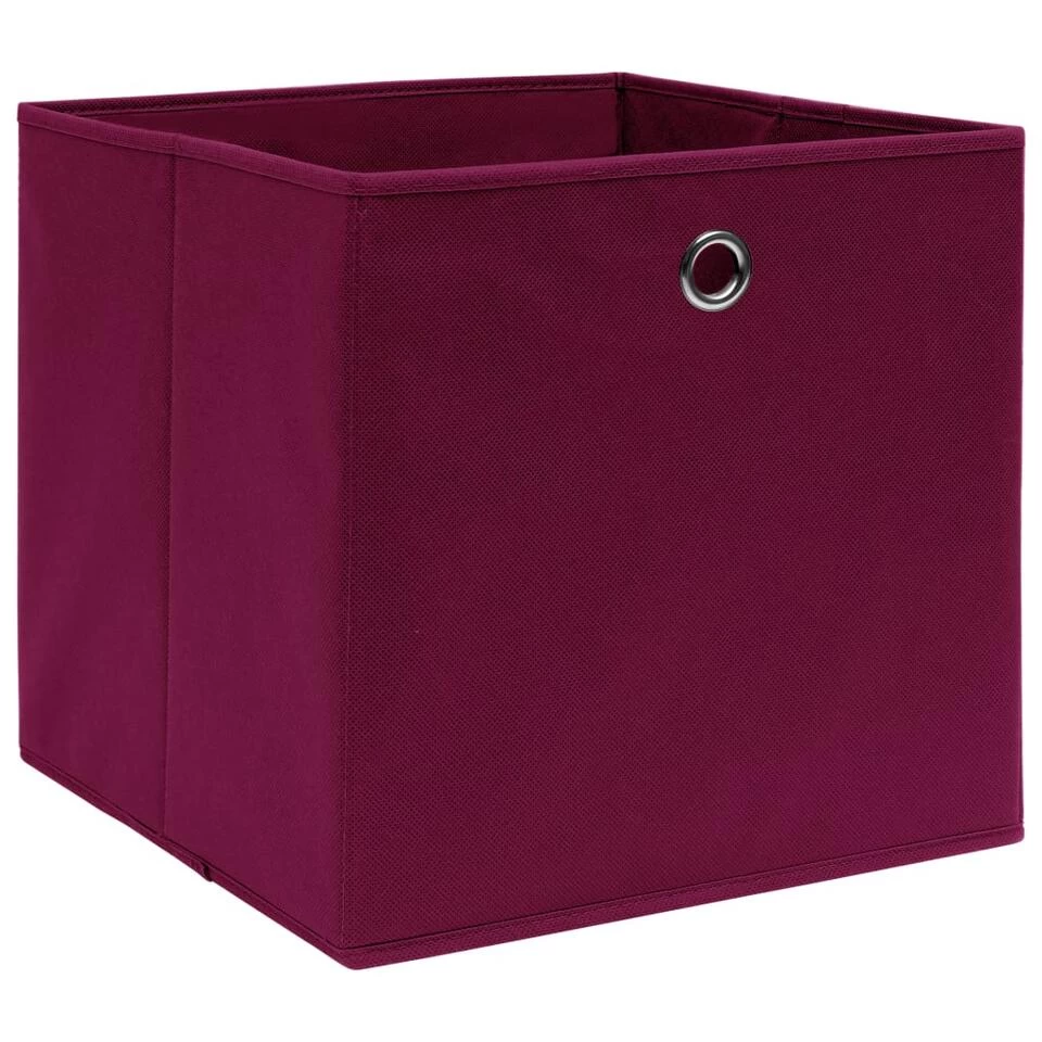 VidaXL Opbergboxen 4 St 32x32x32 Cm Stof Donkerrood 2 VidaXL Opbergboxen 4 St 32x32x32 Cm Stof Donkerrood - Afbeelding 2
