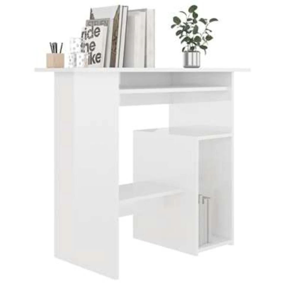 VidaXL Bureau 80x45x74 Cm Spaanplaat Hoogglans Wit 2 VidaXL Bureau 80x45x74 Cm Spaanplaat Hoogglans Wit - Afbeelding 2