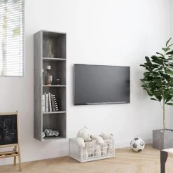 VidaXL Boekenkast/tv-meubel 143x30x36 Cm Betongrijs -Vidaxl dc63e672b373467da82e6024fe488700