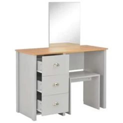 VidaXL Kaptafel Met Spiegel En Krukje 104x45x131 Cm Grijs -Vidaxl dc90bb4caad8409194ce09b0b5b67db5