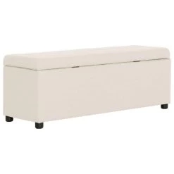 VidaXL Bankje Met Opbergvak 116 Cm Polyester Crème -Vidaxl dc938f92d7474ecaa6e78c7aa2c8c21b