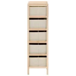 VidaXL Opbergmeubel Met 5 Stoffen Manden Cederhout Beige -Vidaxl dea0ebb3af42429683153d4dca6045b2