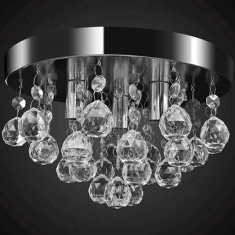 VidaXL Plafondlamp Kroonluchterontwerp Kristal Chroom 2 VidaXL Plafondlamp Kroonluchterontwerp Kristal Chroom - Afbeelding 2