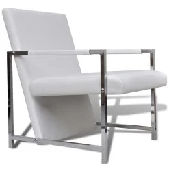 VidaXL Fauteuils 2 St Met Chroom Frame Kunstleer Wit -Vidaxl e6e2bdf516bc41eba59f758f34871109