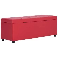 VidaXL Bankje Met Opbergvak 116 Cm Kunstleer Rood -Vidaxl eddb841b52194a9790b141ed75f0b0f1