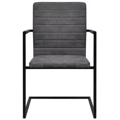 VidaXL Eetkamerstoelen 2 St Kunstleer Grijs -Vidaxl eeae546970094ff4a620df94d443d030