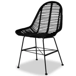 VidaXL Eetkamerstoelen 2 St Natuurlijk Rattan Zwart -Vidaxl f157fbf1954a4991883a32f4cb762a46