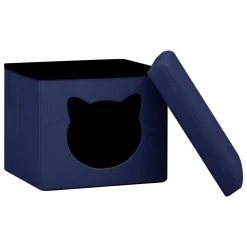 VidaXL Opbergkruk Met Kattenpatroon Inklapbaar Stof Blauw -Vidaxl f2a957418d6c46faa244dab717f5b147