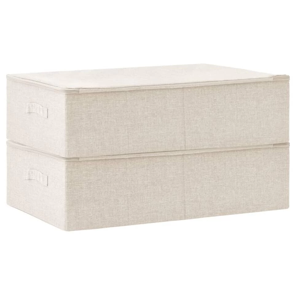 VidaXL Opbergboxen 2 St 70x40x18 Cm Stof Crèmekleurig 4 VidaXL Opbergboxen 2 St 70x40x18 Cm Stof Crèmekleurig - Afbeelding 4