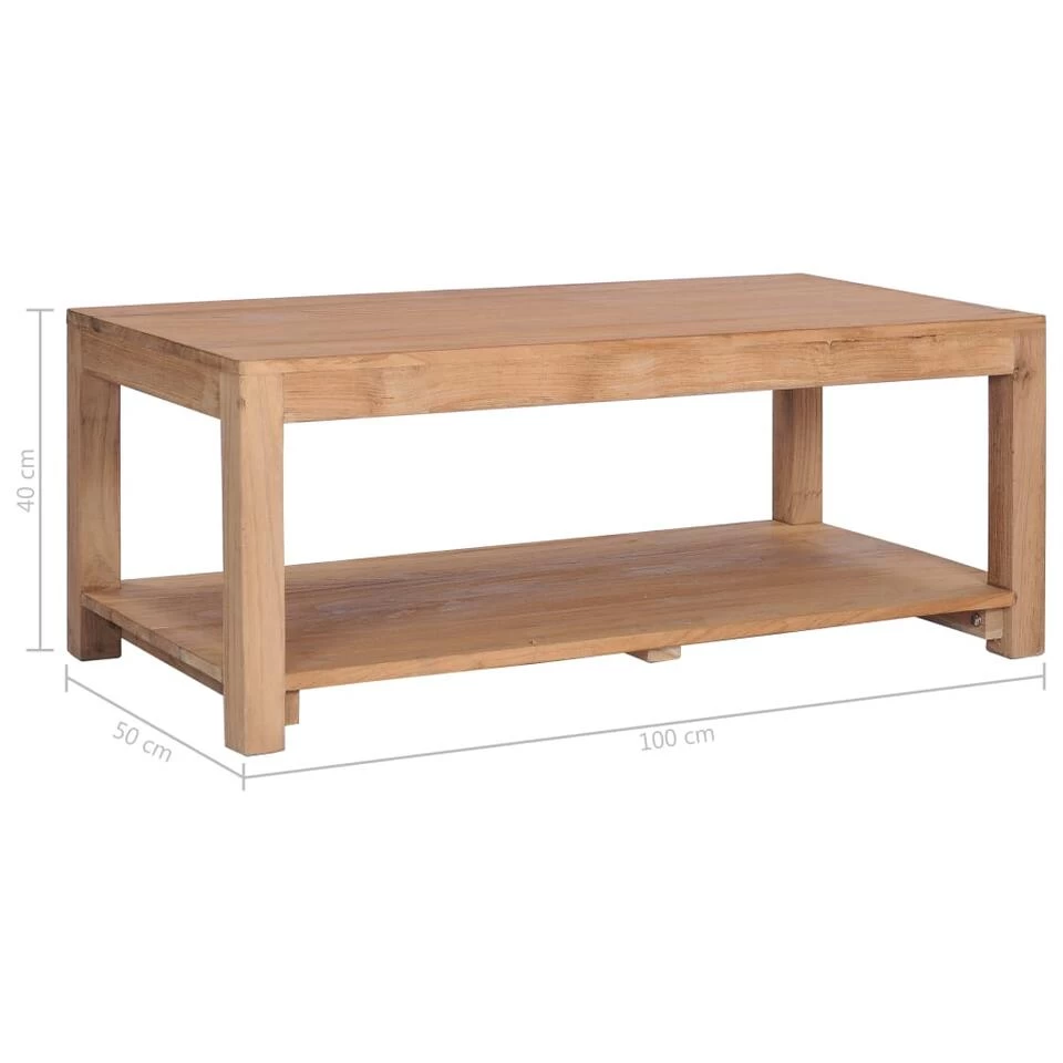 VidaXL Salontafel 100x50x40 Cm Massief Teakhout 4 VidaXL Salontafel 100x50x40 Cm Massief Teakhout - Afbeelding 4