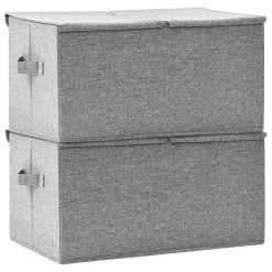 VidaXL Opbergboxen 2 St 50x30x25 Cm Stof Grijs 7 VidaXL Opbergboxen 2 St 50x30x25 Cm Stof Grijs -Vidaxl f724ee66f5a54fc8ab85ce6a5078223a