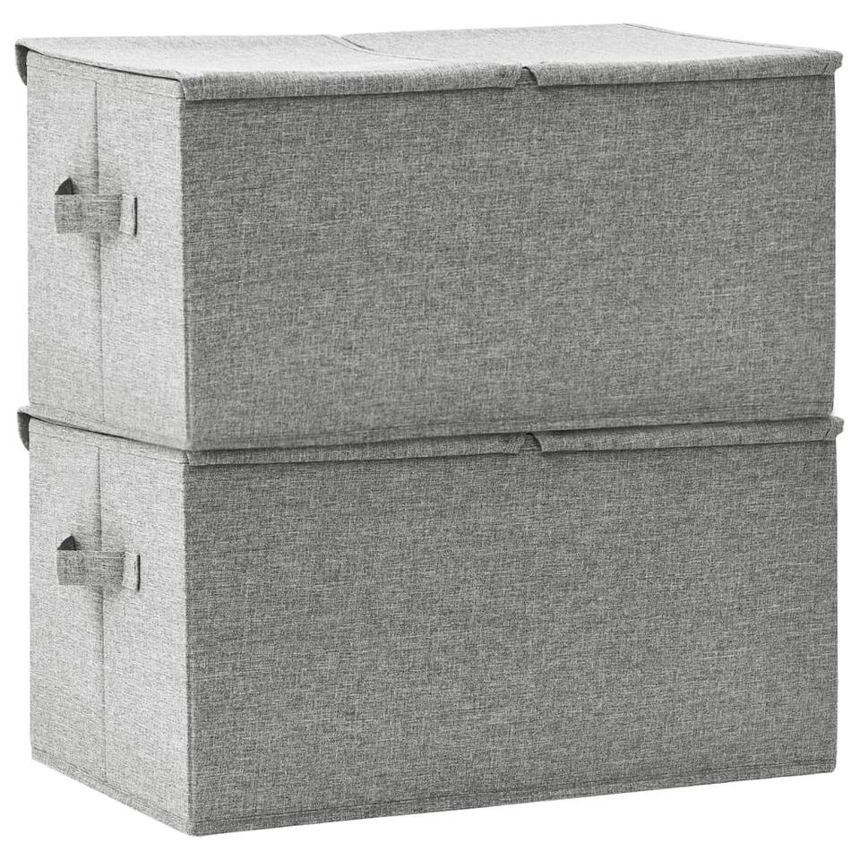 VidaXL Opbergboxen 2 St 50x30x25 Cm Stof Grijs 4 VidaXL Opbergboxen 2 St 50x30x25 Cm Stof Grijs - Afbeelding 4
