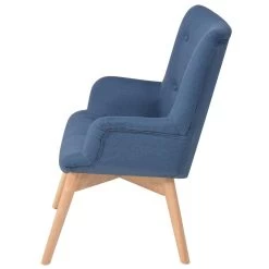 VidaXL Fauteuil Met Voetenbankje Stof Blauw -Vidaxl fb2d62b977bd4f64b67a6b0fffe5d312